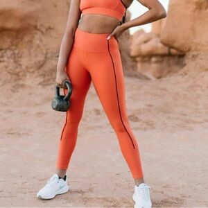 ZYIA Orange Ribbed Premium Leggings